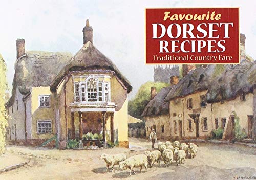Cookbook cover depicting thatched cottages and a shepherd with sheep.
