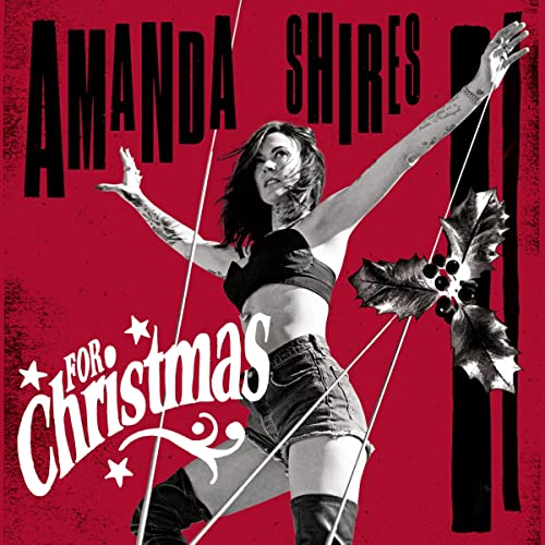Amanda Shires album cover, red background, woman with holly, arms raised.