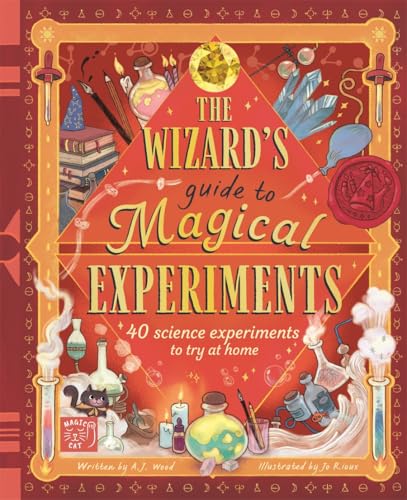 Book cover with wizard’s tools, potions, and the title “The Wizard’s Guide.”