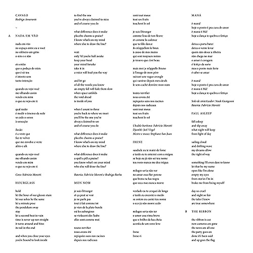 CD cover for Rodrigo Amarante’s “CAVALO” with song lyrics in Portuguese.