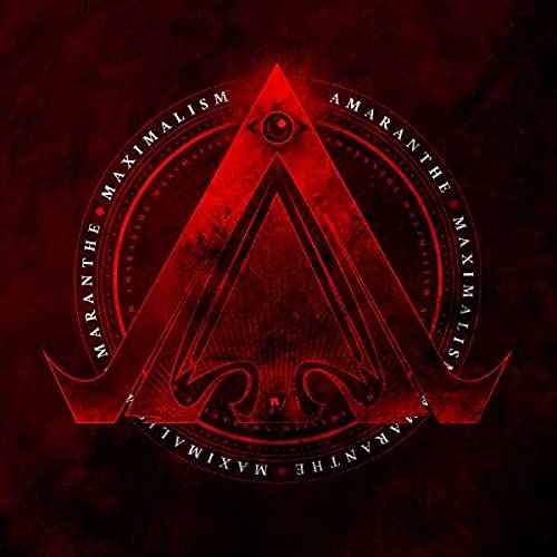 Amaranthe Maximalism album cover: red geometric design with a central eye.