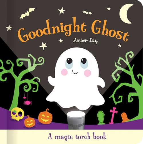 Children’s book cover featuring a smiling ghost illuminated by a torch.