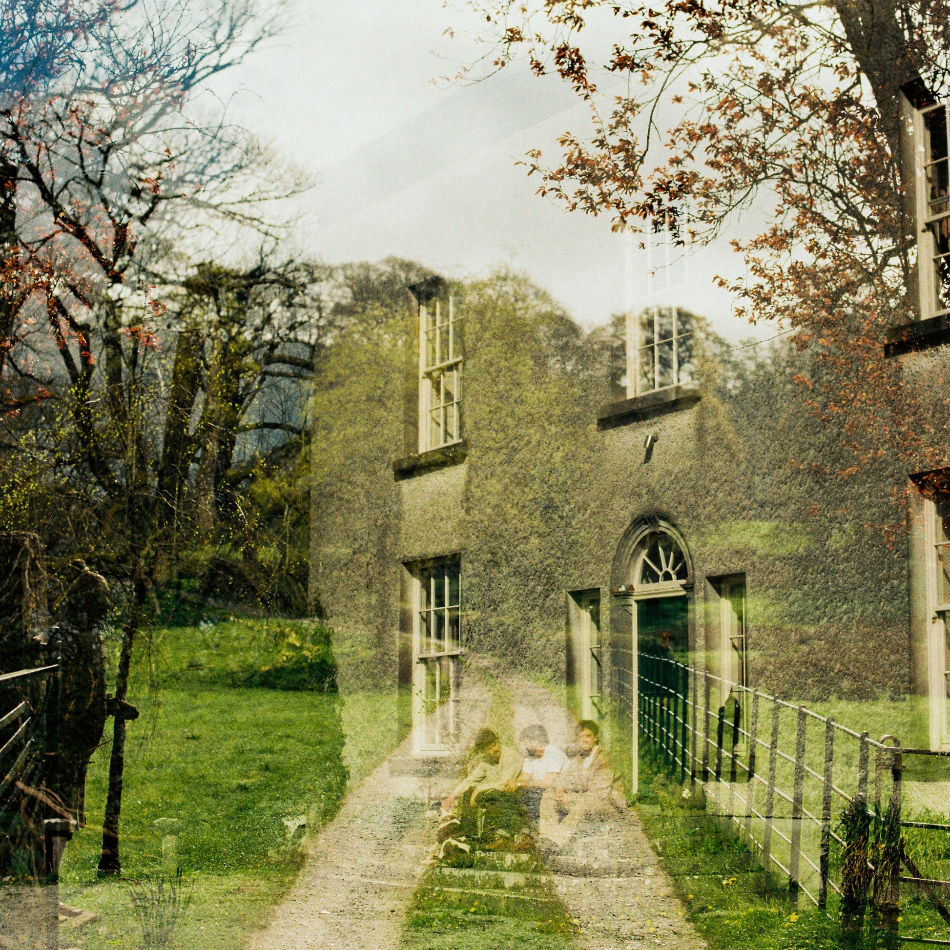 Vintage-style album cover depicting a house and figures in a landscape.