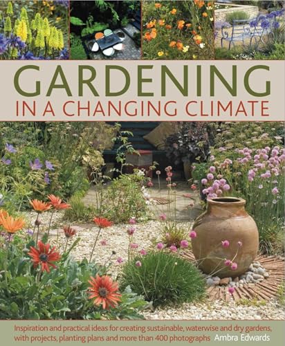 Book cover: "Gardening in a Changing Climate" with a colorful garden scene.
