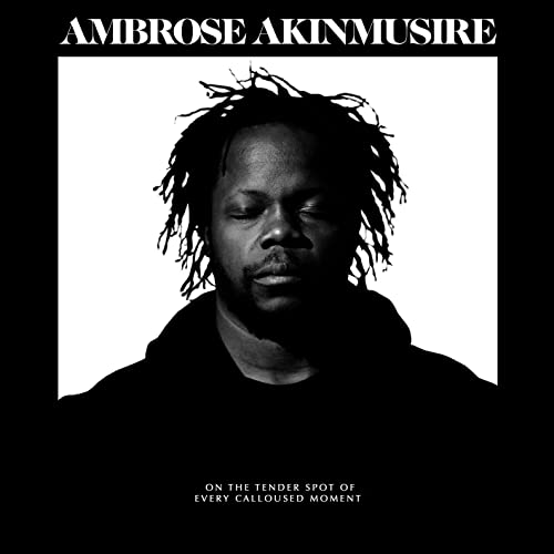 Black and white portrait of Ambrose Akinmusire, jazz musician, CD cover.