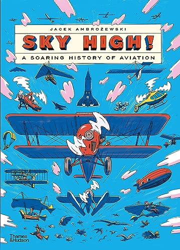 Book cover: colorful illustrated history of aviation, featuring various aircraft.