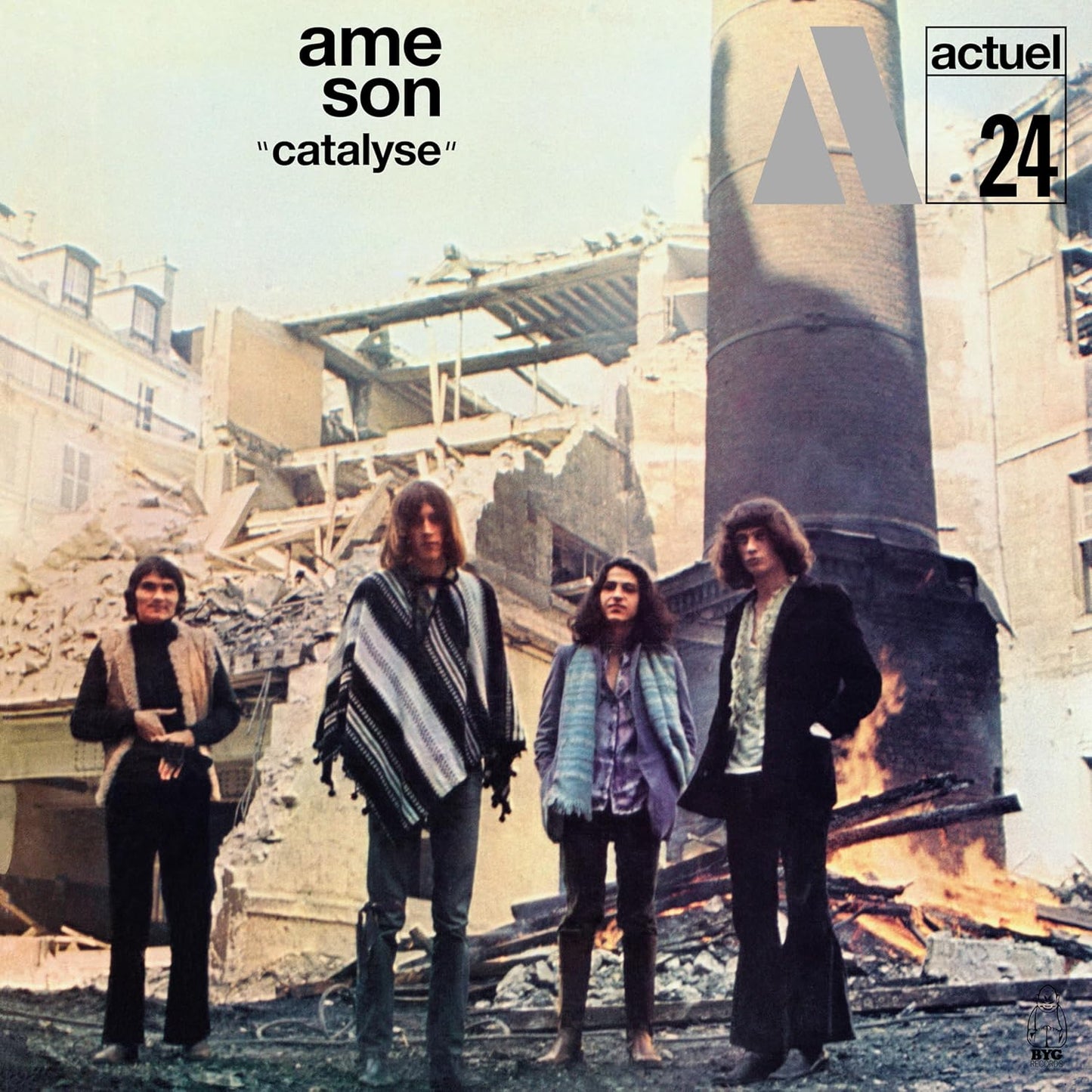 Album cover for Ame Son’s “Catalyse” featuring a band in front of ruins.