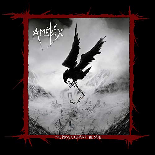 Amebix album cover: a dark landscape with a large, descending raven.