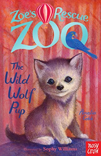 Book cover featuring a fluffy, light-brown wolf pup with blue bird.