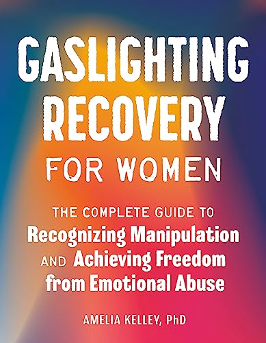 Book cover with bold white text: "Gaslighting Recovery for Women" by Amelia Kelley.