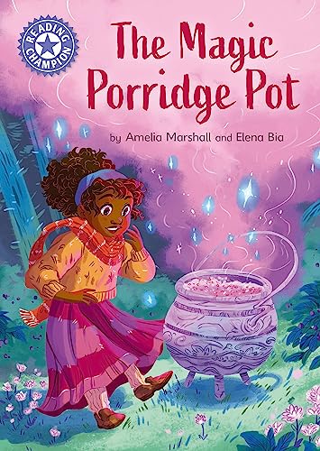 Girl looks surprised at a steaming, ornate pot in a forest.