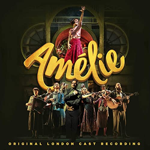 “Amelie” CD cover featuring a woman with raised arm and musicians below.
