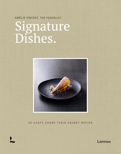 Cookbook cover featuring a plated fish dish, titled "Signature Dishes.