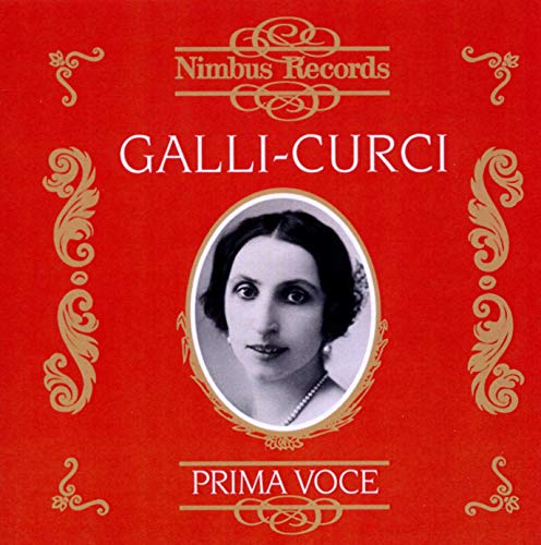 Red CD cover with a black and white portrait of Amelita Galli-Curci.