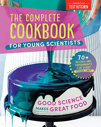 Cookbook cover with colorful cake, science experiment, and text: “The Complete Cookbook”.