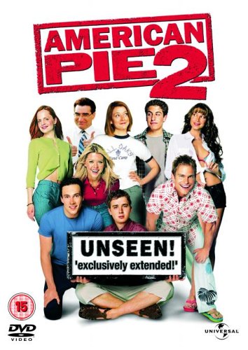 DVD cover for American Pie 2 featuring the cast and an Unseen extended edition sign.