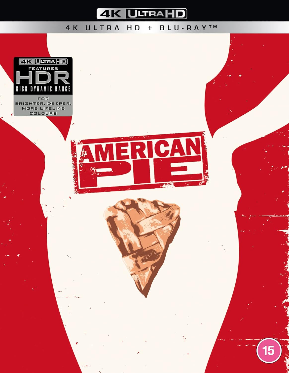 “American Pie” UHD Blu-ray cover with red background and pie image.