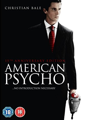 DVD cover for "American Psycho" featuring Christian Bale holding an axe, wearing a suit.