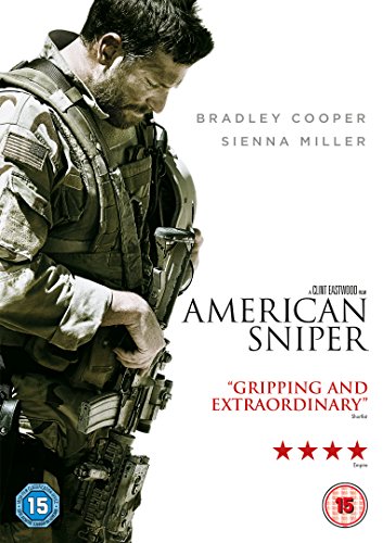 “American Sniper” DVD cover featuring Bradley Cooper as a soldier.