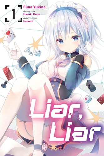 Manga cover featuring a young woman with silver hair and playing cards.