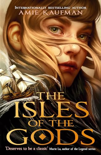 Book cover: woman’s face with sailing ship and title “The Isles of the Gods”.