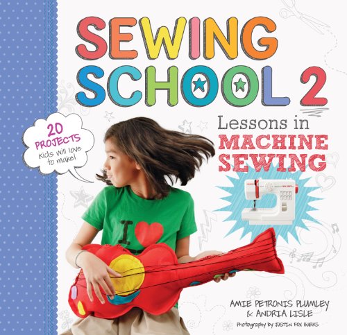 Book cover: girl with handmade guitar, sewing machine illustration.