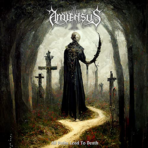 CD cover: skeletal figure in a graveyard, dark and misty scene.