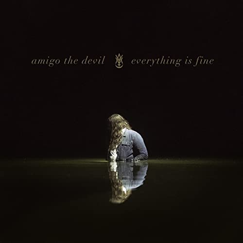 Album cover: person sitting in water, dark and moody aesthetic.