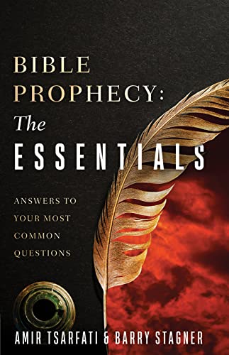 Book cover: "Bible Prophecy: The Essentials" with a feather image.