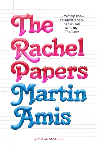 Book cover: "The Rachel Papers" by Martin Amis, colorful sculpted title.