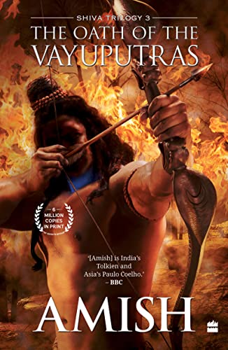 Book cover featuring a muscular man aiming a bow amidst flames.