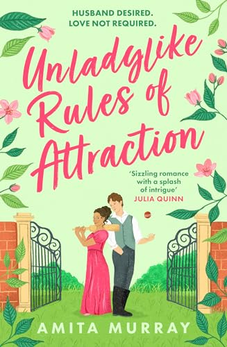 Romance novel cover with couple embracing in front of a garden gate.
