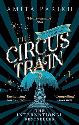 Book cover for "The Circus Train" featuring a train and city skyline.