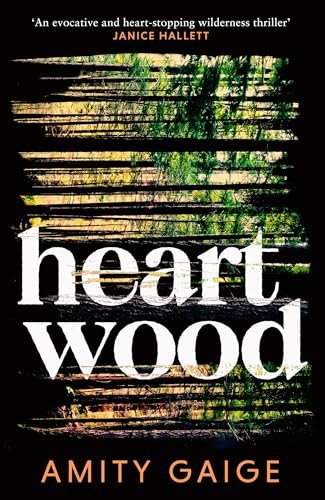 Book cover for "Heartwood" featuring a forest seen through wooden slats.