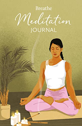 Journal cover with illustration of a woman meditating with plants and candles.