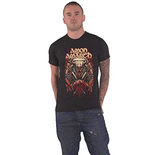 Black Amon Amarth t-shirt with Viking helmet and axe graphic.