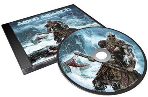 Amon Amarth "Jomsviking" album case and disc with a Viking warrior image.