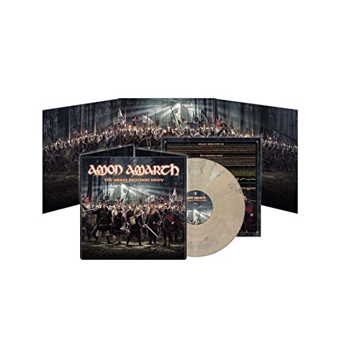 Amon Amarth vinyl record, “The Great Heathen Army,” with battle scene cover art.