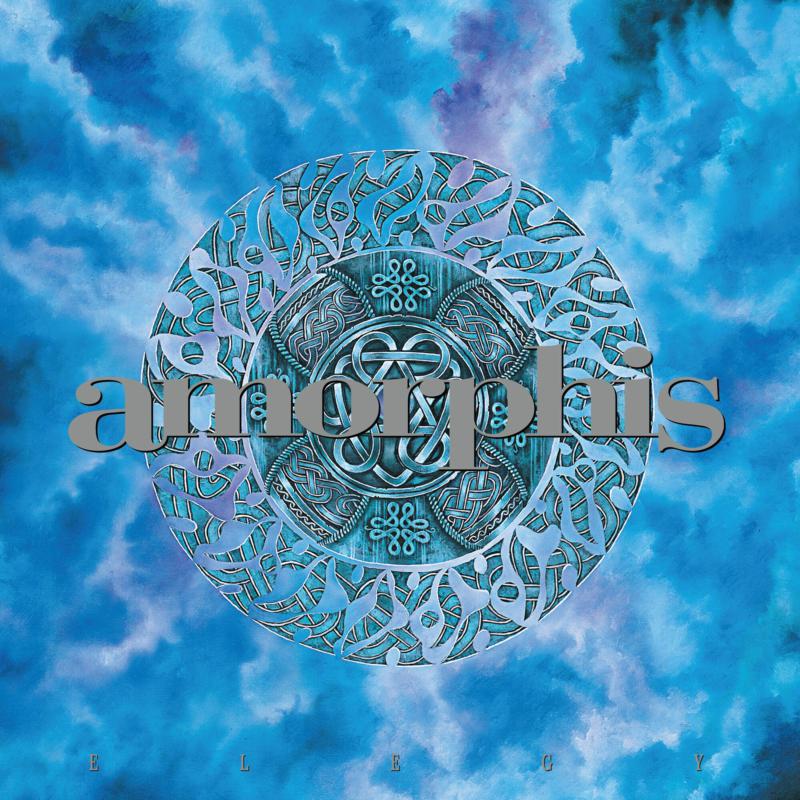 Album cover for Amorphis’ “Elegy” featuring ornate circular design and band name.