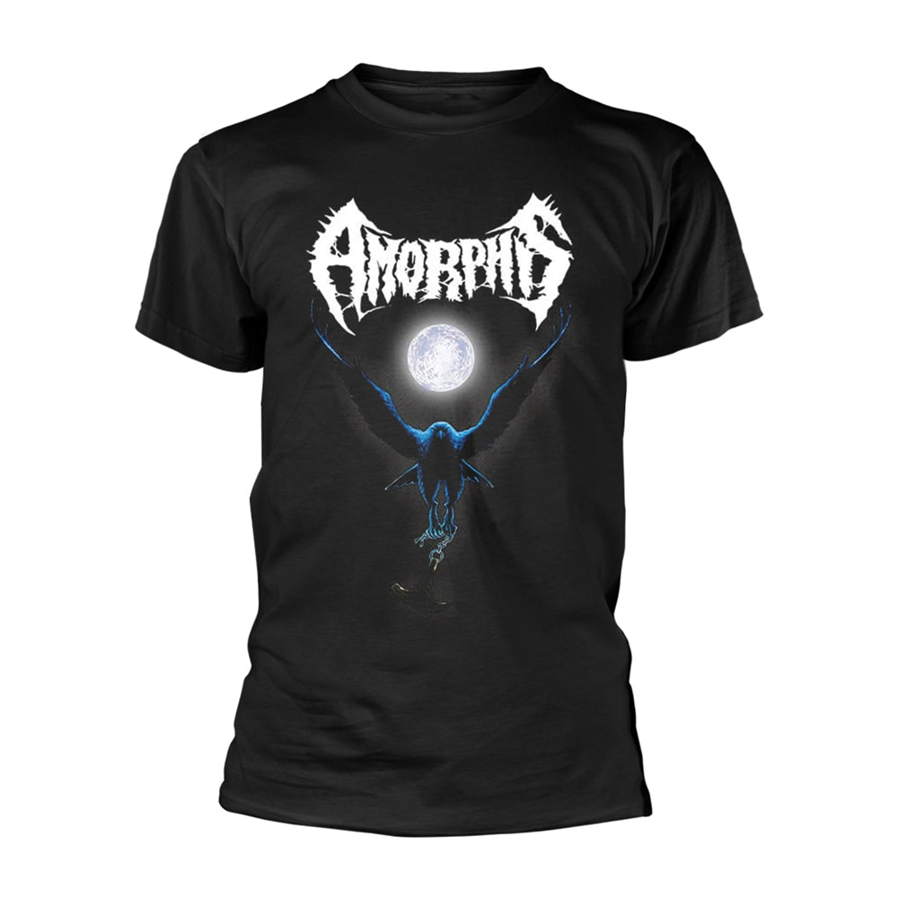 Black t-shirt with Amorphis band logo and a bird in moonlight.