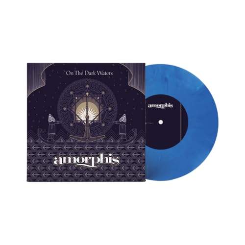Amorphis album cover and blue & white vinyl record displayed together.
