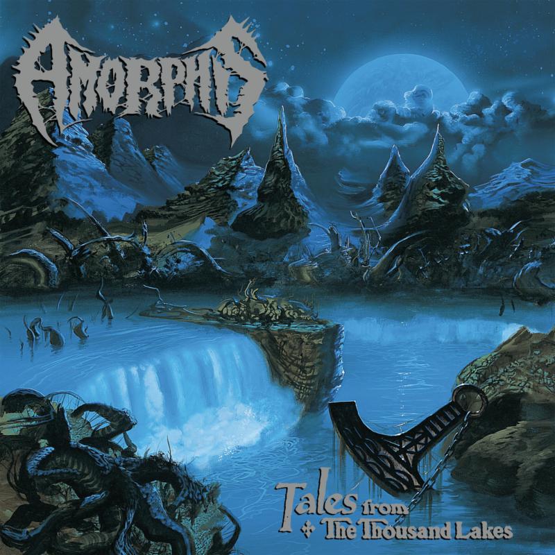 Album cover for Amorphis’ “Tales From The Thousand Lakes” with fantasy landscape.