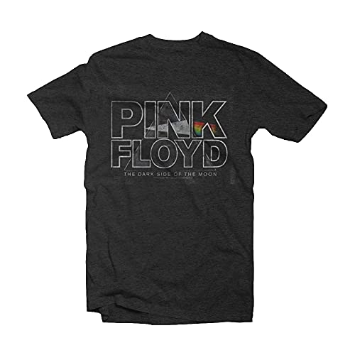Charcoal t-shirt with a Pink Floyd "Dark Side of the Moon" graphic.