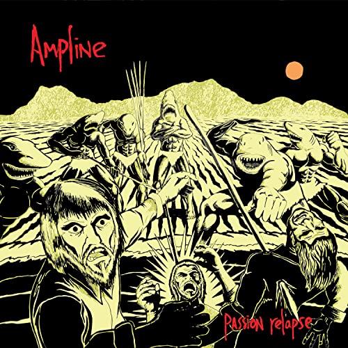 Yellow and red album cover depicting monstrous figures in a landscape.