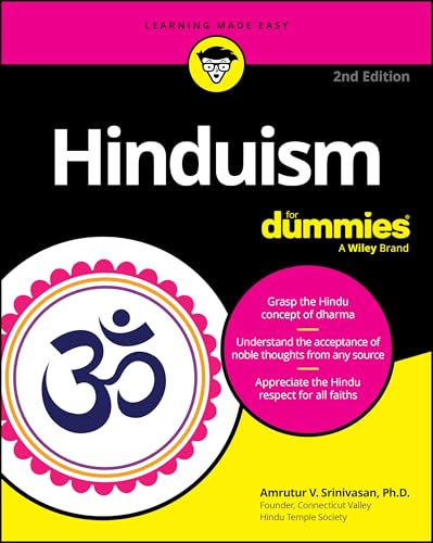 Book cover: "Hinduism For Dummies" with Om symbol and pink accents.