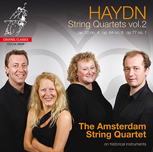 Four musicians in black attire on a CD cover titled "Haydn String Quartets Vol.2".