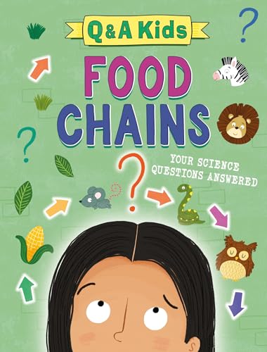 Book cover with illustrated food chain elements and a curious child.