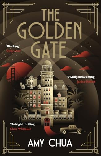 Book cover with a large art deco building, a vintage car, and gold text.