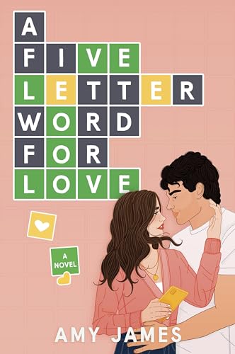 Book cover with illustrated couple and crossword puzzle letters spelling "love".