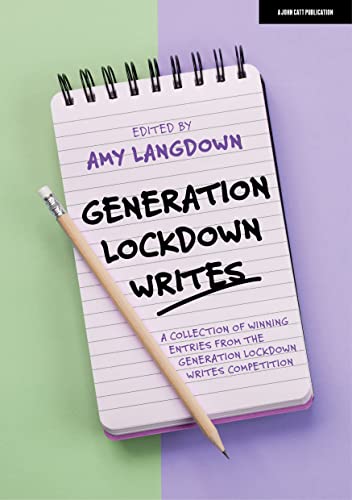 Book cover featuring a spiral notebook and pencil on a green and purple background.